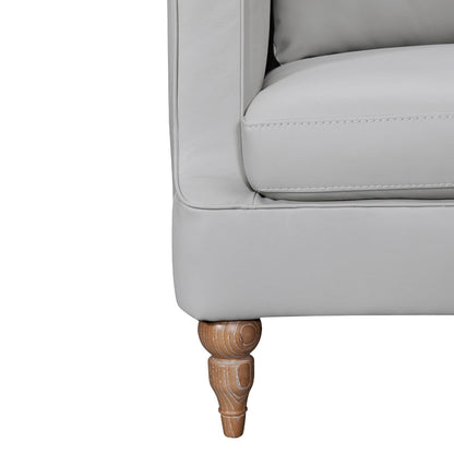 Modway Furniture 85" Gray Leather Sofa – Luxurious Comfort with Brown Legs, Tuxedo Arms & Durable Sinuous Springs Design - 546411-HOMEROOTS