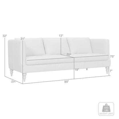 Modway Furniture 85" Dark Brown Leather Sofa - Luxurious Comfort, Elegant Design, Perfect for Stylish Living Rooms! - 546412-HOMEROOTS
