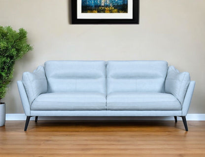 Modway Furniture 87" Sky Blue Leather Sofa with Flared Arms & Sleek Black Legs - Luxurious Comfort & Style! - 546414-HOMEROOTS