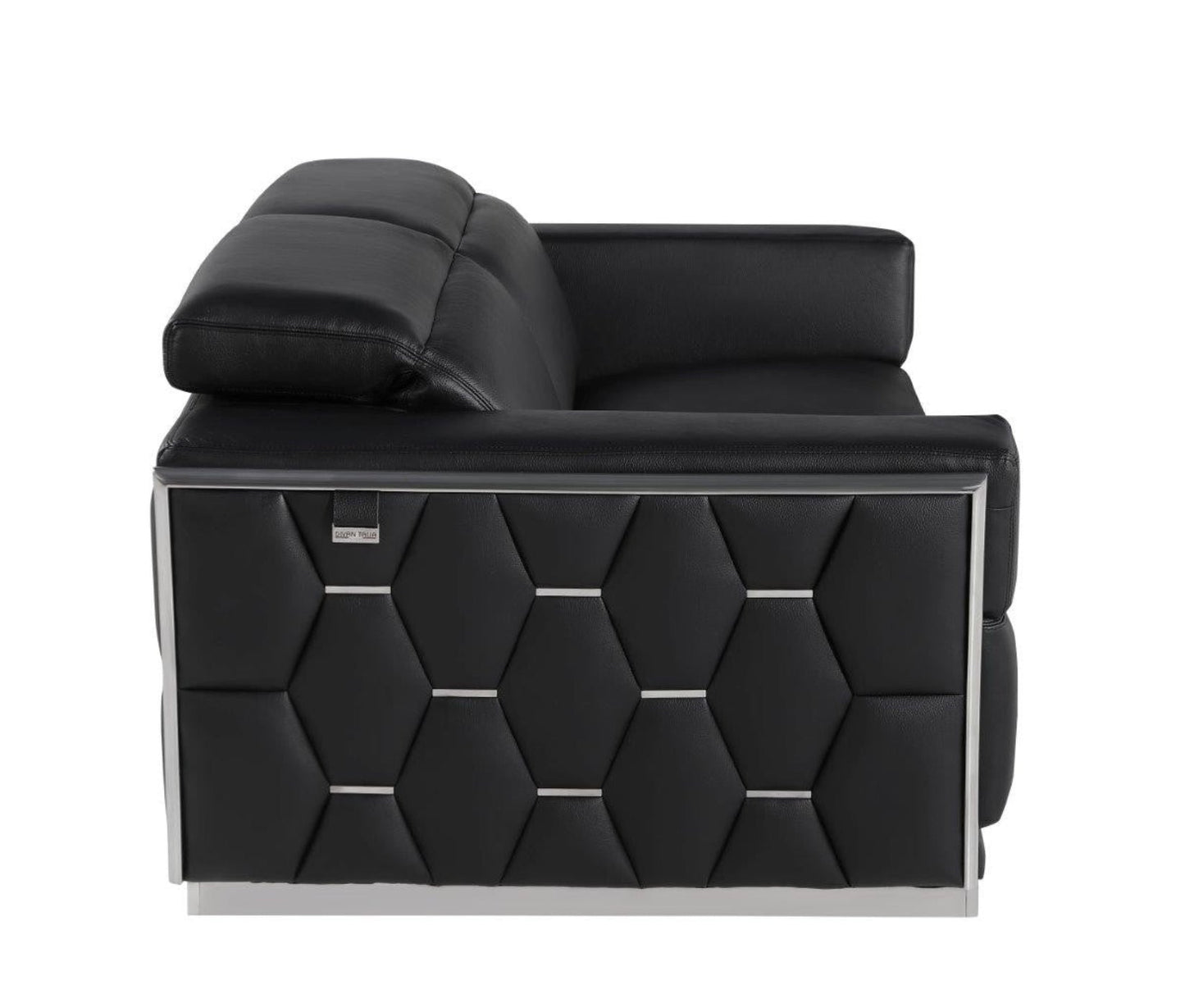 Modway Furniture 89" Black and Silver Leather Sofa - Luxurious Italian Leather, Art Deco Design, and Chic Comfort - 551593-HOMEROOTS