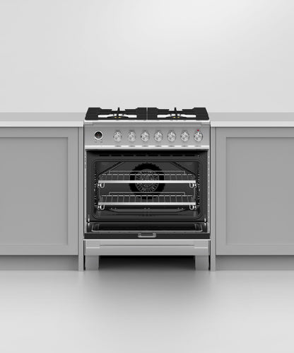 FISHER & PAYKEL OR30SCG6W1 Dual Fuel Range, 30", 4 Burners, Self-cleaning - OR30SCG6W1-KT