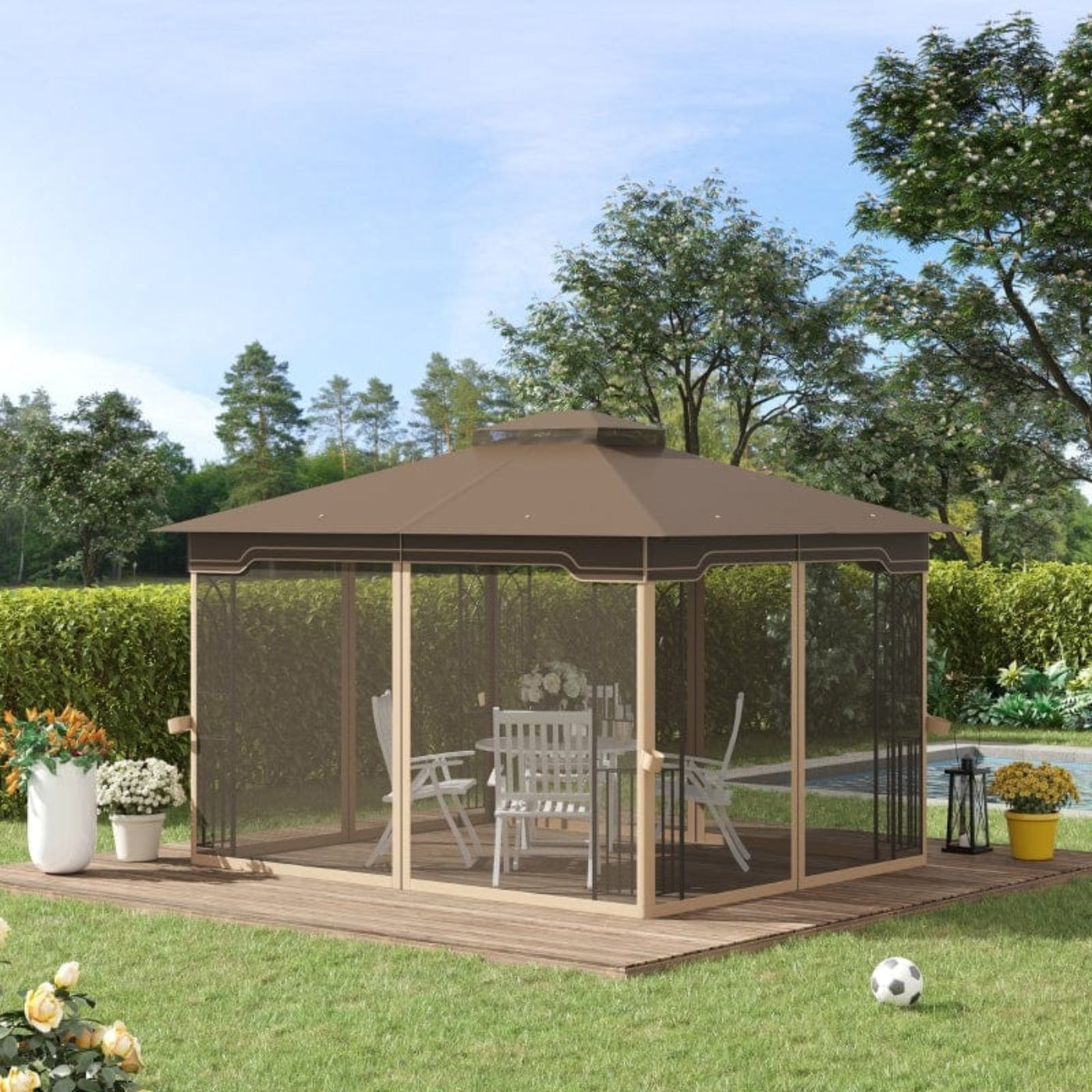 Outsunny 12' x 10' Patio Gazebo Outdoor Canopy Shelter - 84C-320