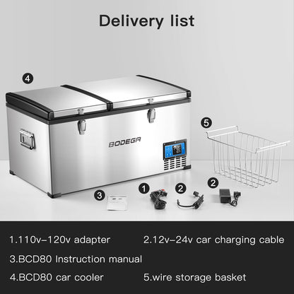 BODEGAcooler Portable Refrigerator Freezer 85qt/80L Dual Zone - BCD80
