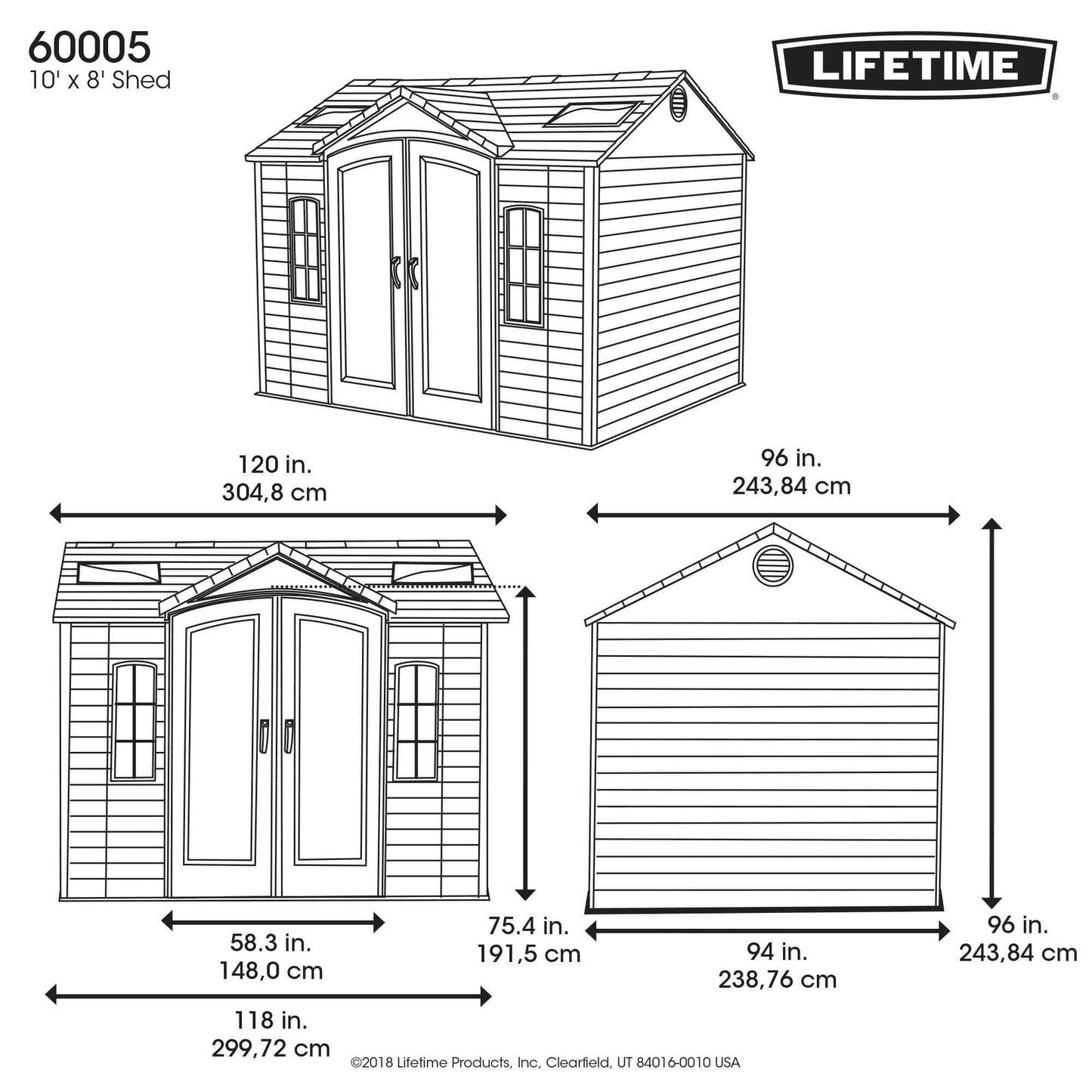 Lifetime 10 Ft. X 8 Ft. Outdoor Storage Shed - 60005 - Backyard Provider