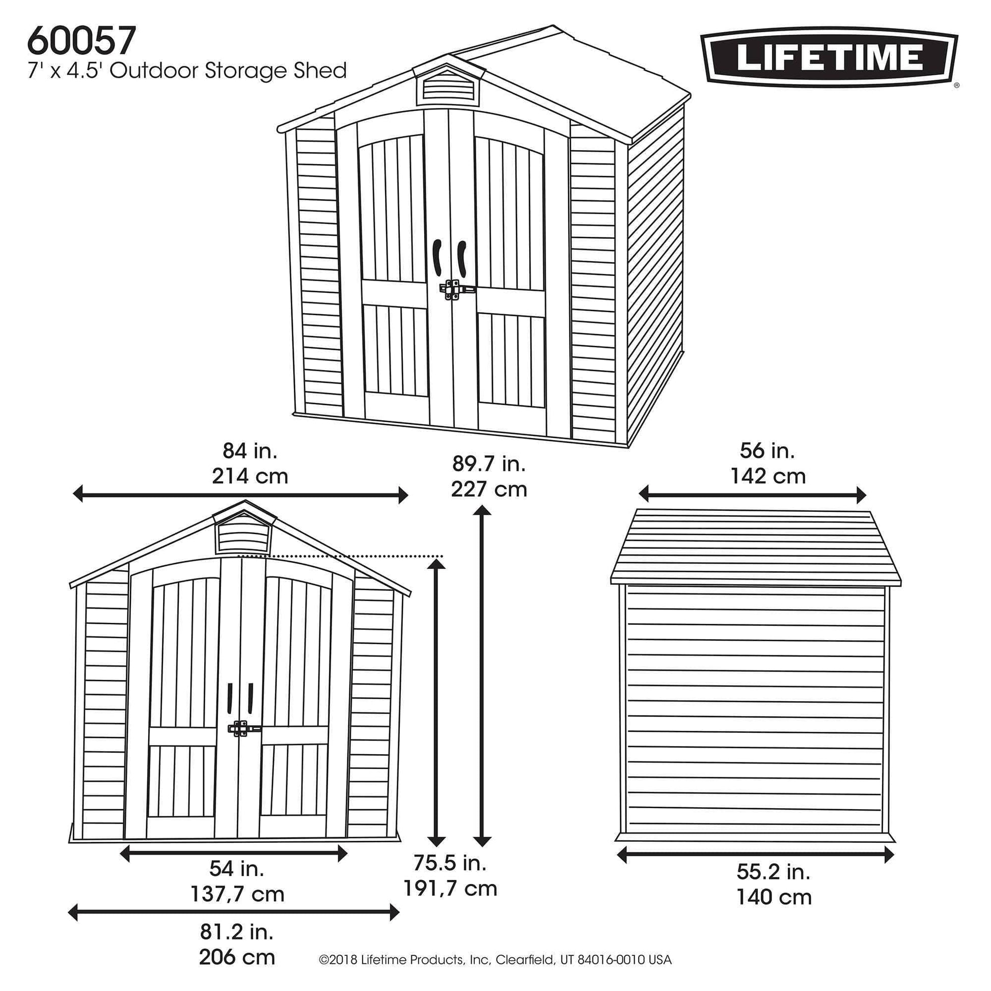 Lifetime 7 Ft. X 4.5 Ft. Outdoor Storage Shed - 60057 - Backyard Provider