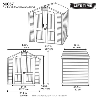 Lifetime 7 Ft. X 4.5 Ft. Outdoor Storage Shed - 60057 - Backyard Provider