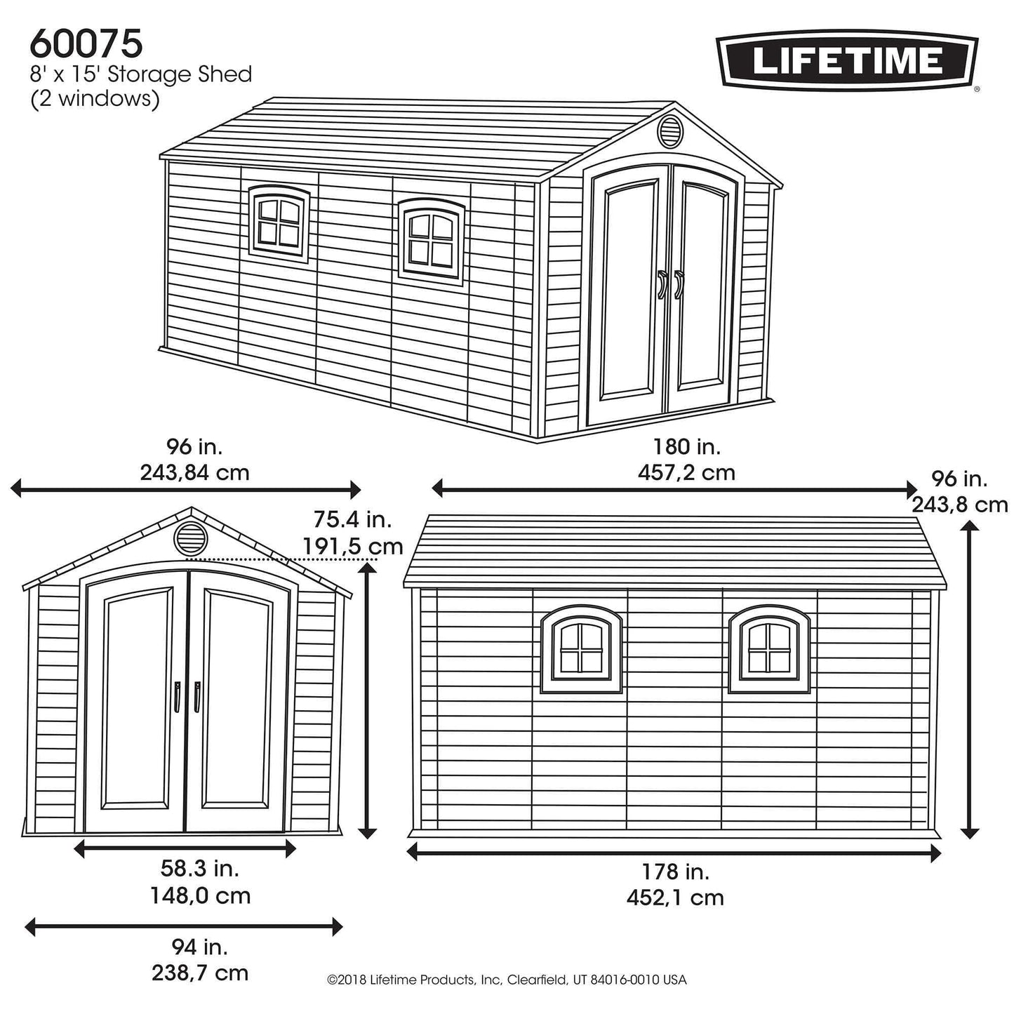 Lifetime 8 Ft. X 15 Ft. Outdoor Storage Shed - 60075 - Backyard Provider
