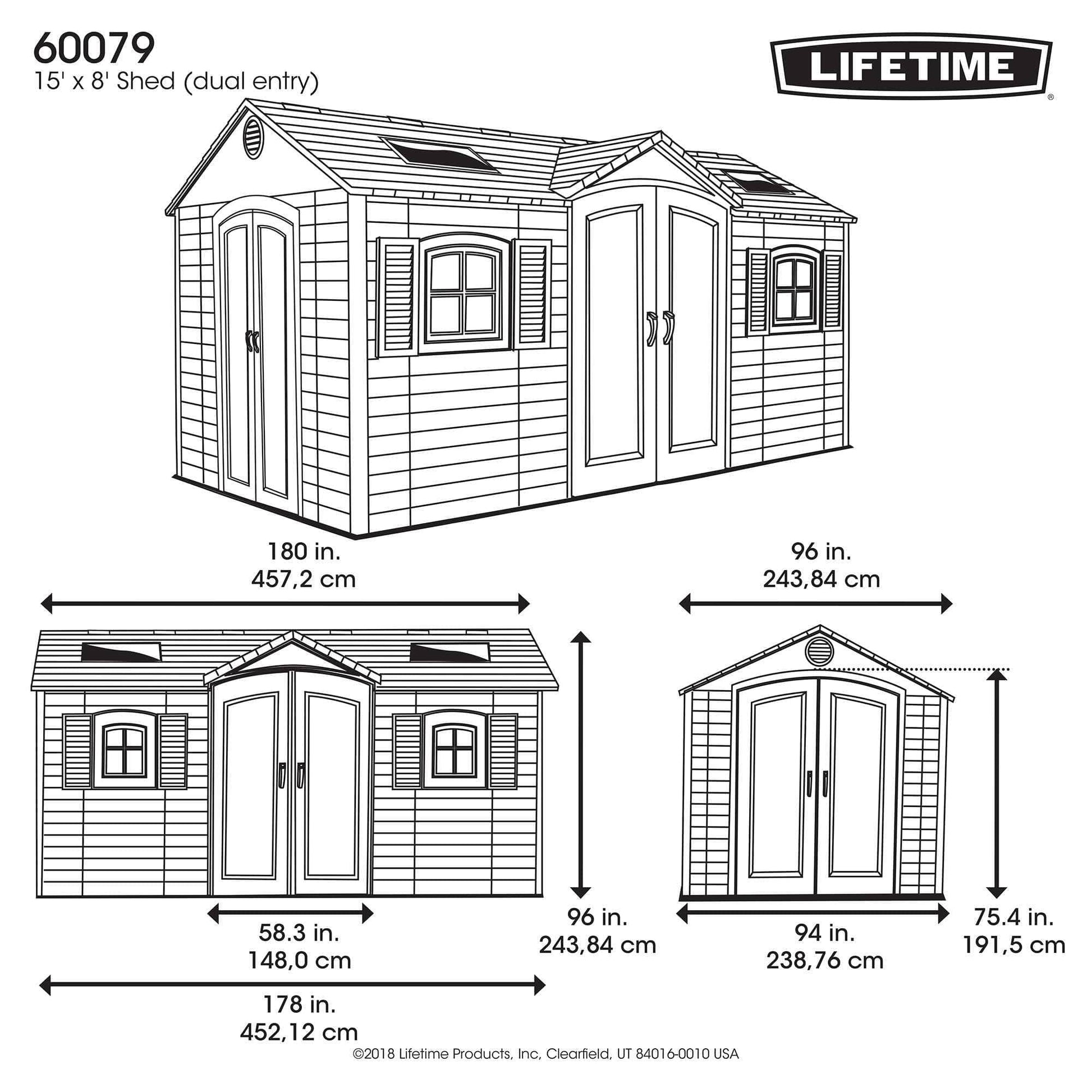Lifetime 15 Ft. X 8 Ft. Outdoor Storage Shed - 60079 - Backyard Provider