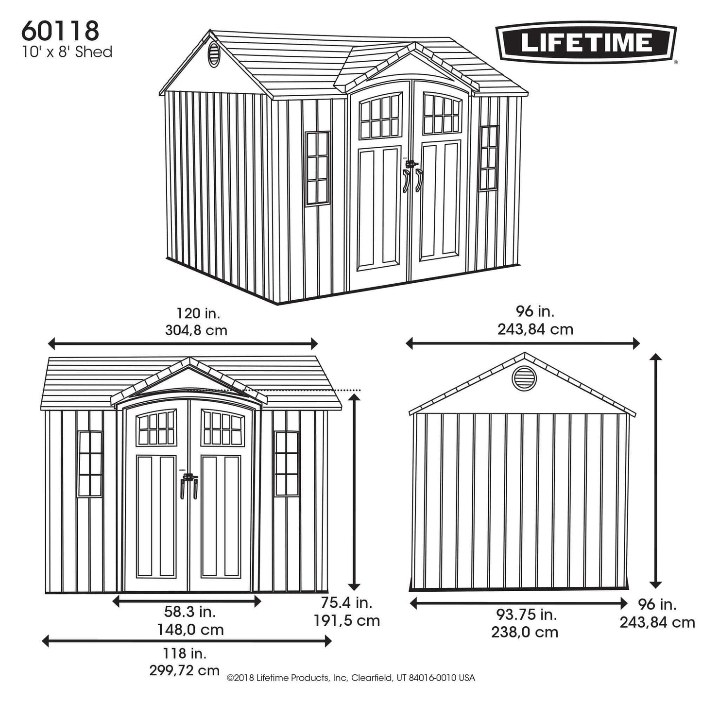 Lifetime 10 Ft. X 8 Ft. Outdoor Storage Shed - 60118 - Backyard Provider