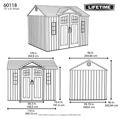 Lifetime 10 Ft. X 8 Ft. Outdoor Storage Shed - 60118 - Backyard Provider