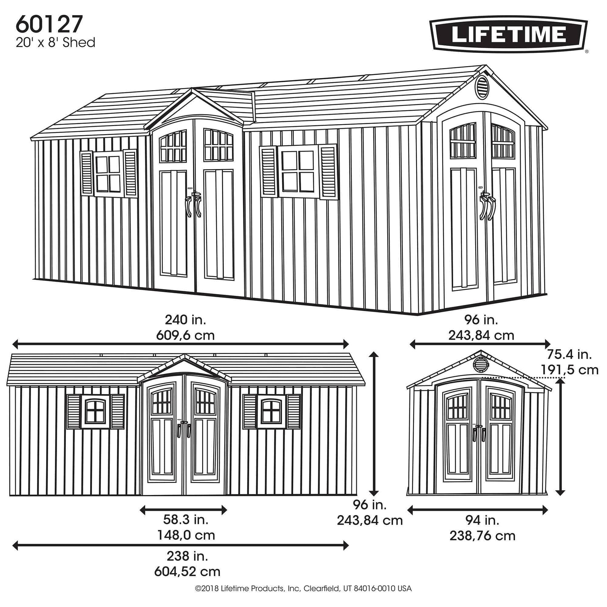 Lifetime 20 Ft. X 8 Ft. Outdoor Storage Shed - 60127 - Backyard Provider