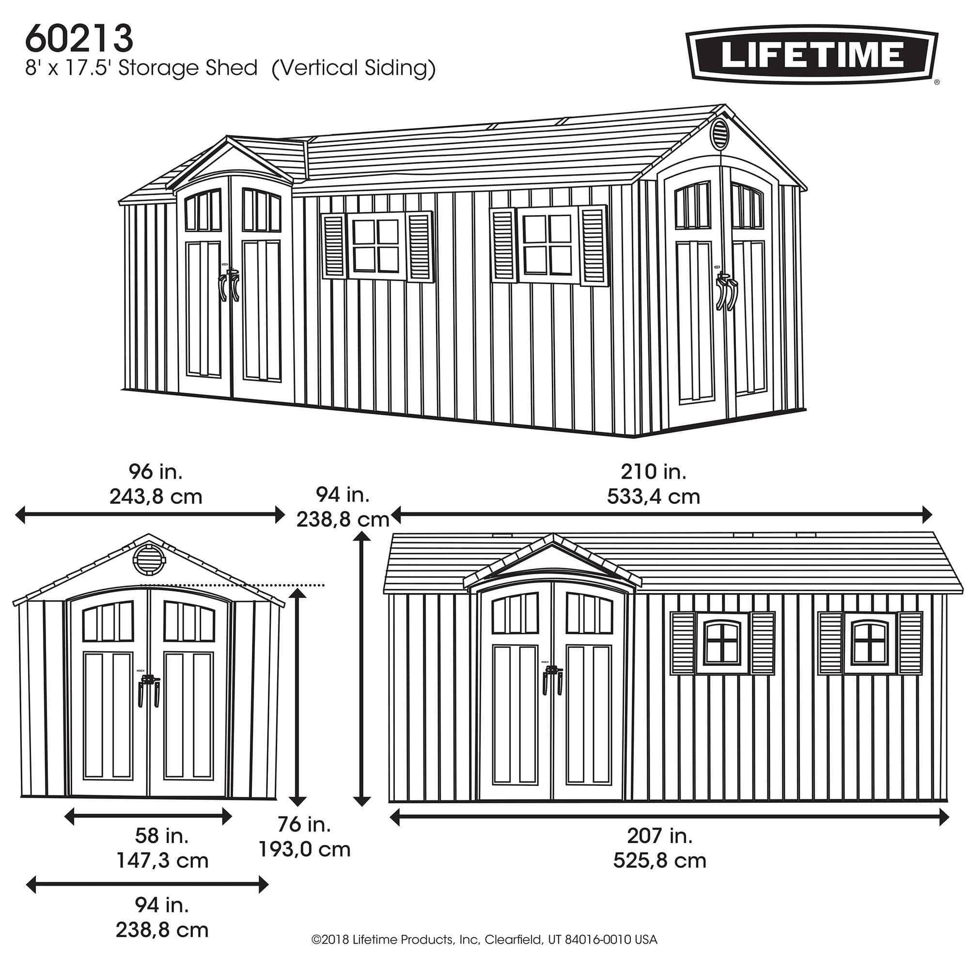 Lifetime 17.5 Ft. X 8 Ft. Outdoor Storage Shed - 60213 - Backyard Provider