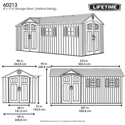Lifetime 17.5 Ft. X 8 Ft. Outdoor Storage Shed - 60213 - Backyard Provider