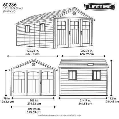 Lifetime 11 Ft. X 18.5 Ft. Outdoor Storage Shed - 60236 - Backyard Provider