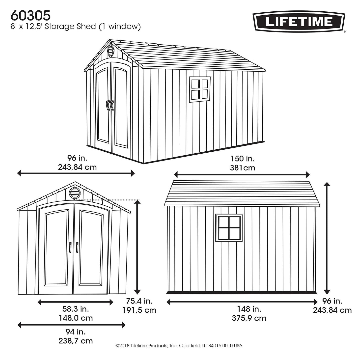 Lifetime 8 Ft. X 12.5 Ft. Outdoor Storage Shed - 60305 - Backyard Provider