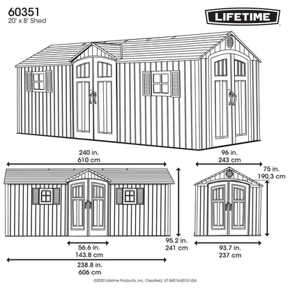 Lifetime 20 Ft. X 8 Ft. Outdoor Storage Shed - 60351 - Backyard Provider