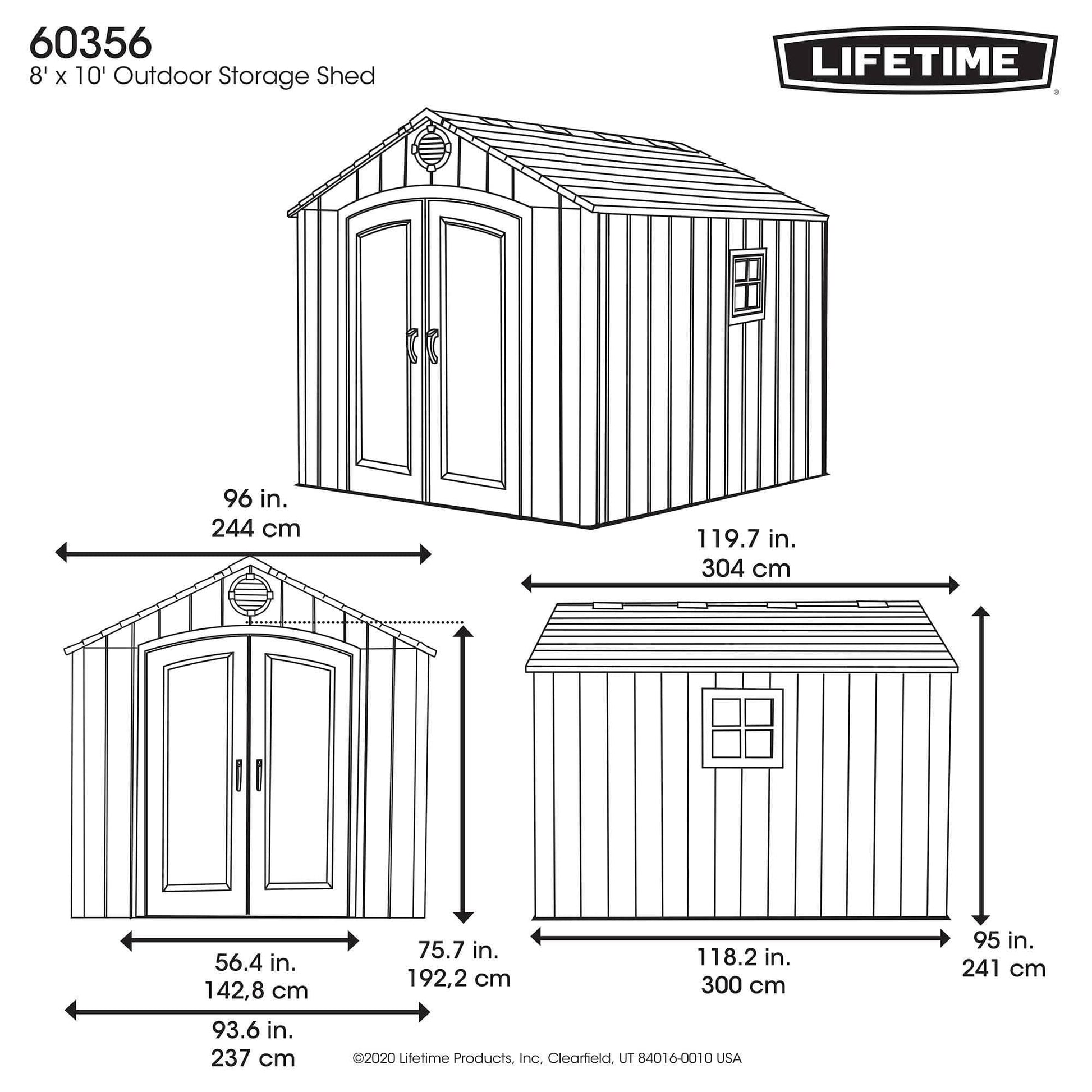 Lifetime 8 Ft. X 10 Ft. Outdoor Storage Shed - 60356 - Backyard Provider