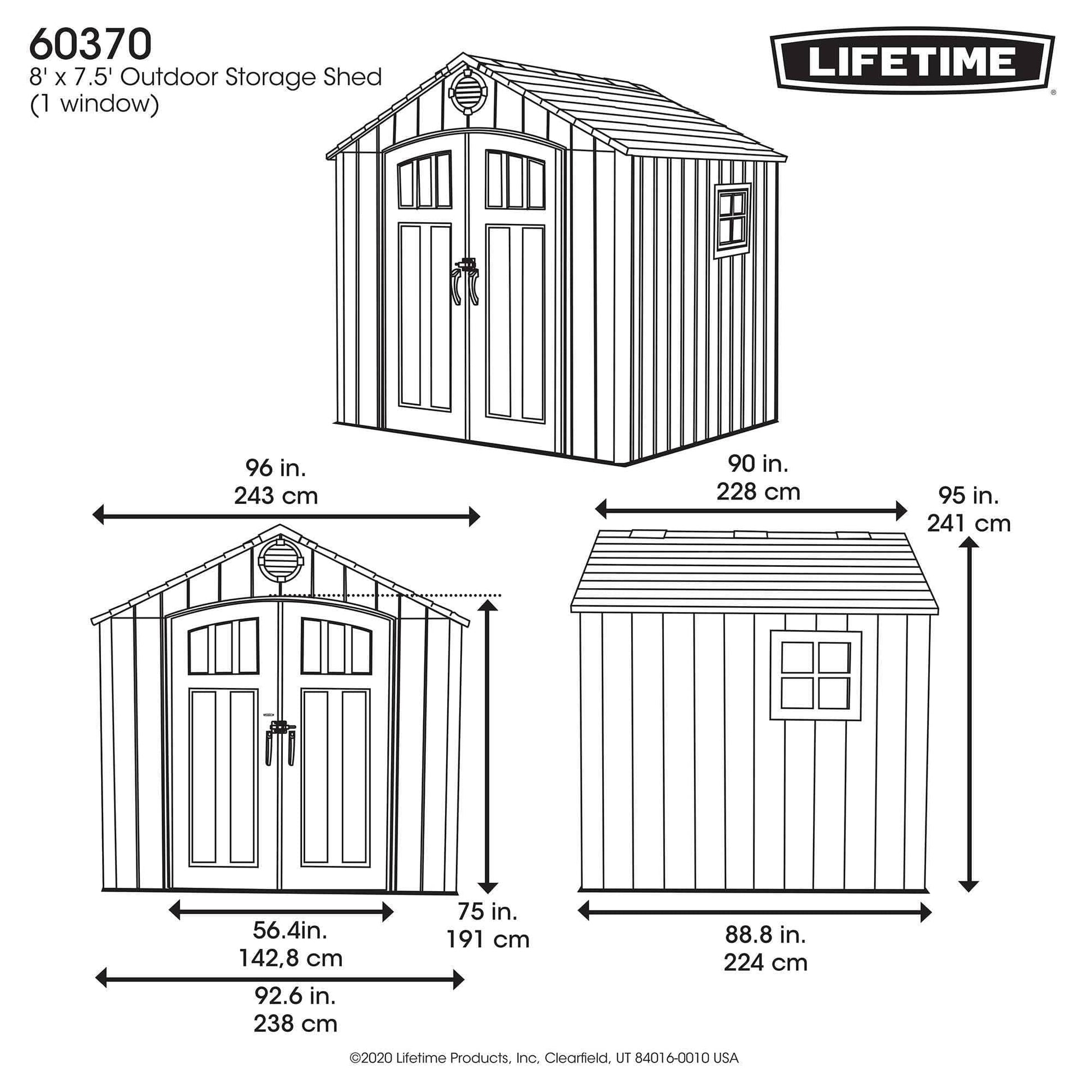 Lifetime 8 Ft. X 7.5 Ft. Outdoor Storage Shed - 60370 - Backyard Provider