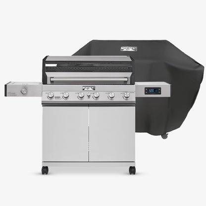 Monument Grills 6-Burner Convertible Natural Gas Smart bbq Grill Stainless Steel Denali 605 with BBQ Cover - B0C9PXR93L