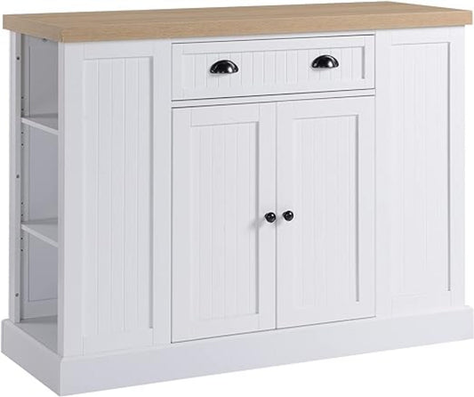 HomCom Cottage Kitchen Island with Storage, Buffet Cabinet with Drawer - B082S928CW