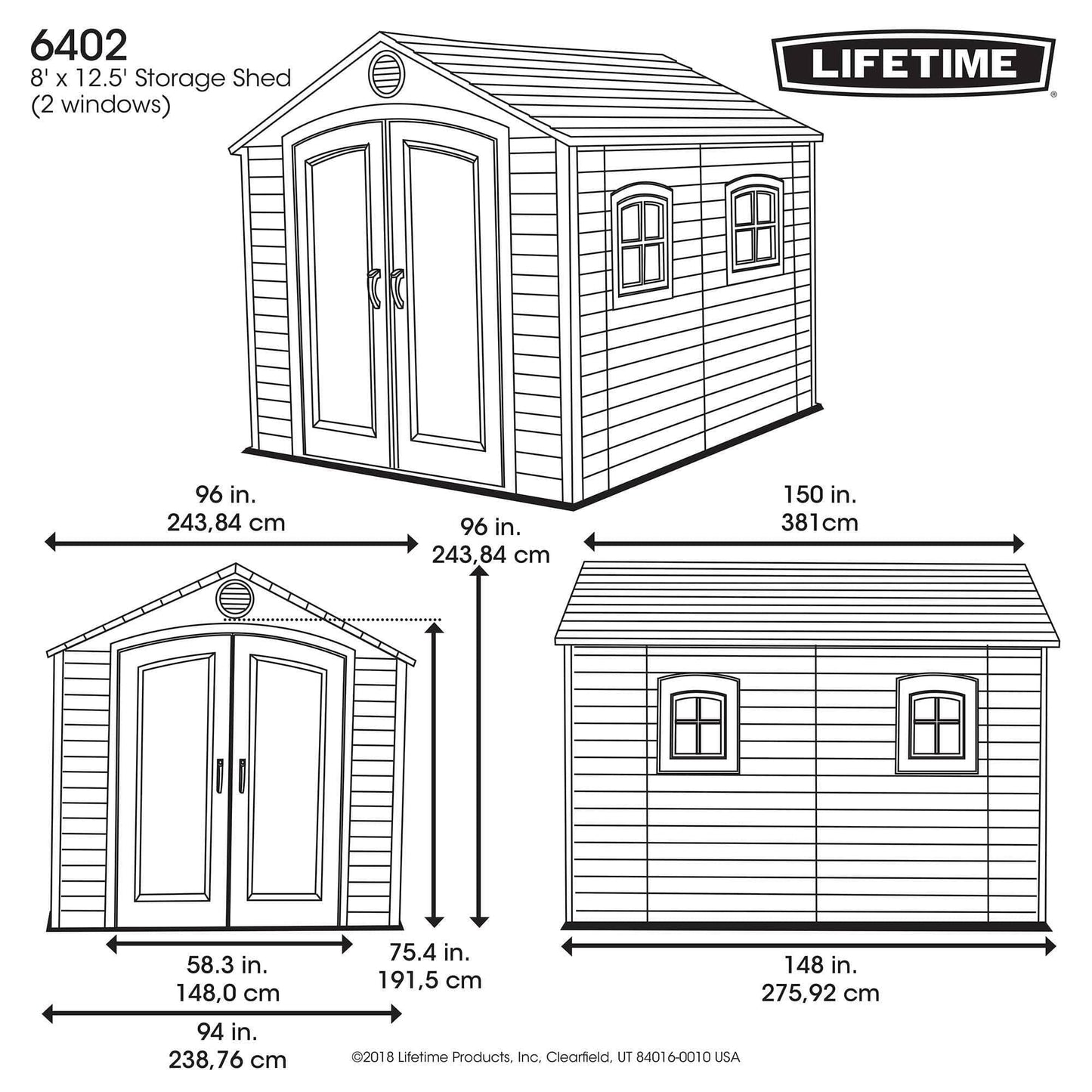 Lifetime 8 Ft. X 12.5 Ft. Outdoor Storage Shed - 6402 - Backyard Provider