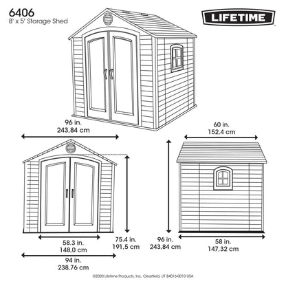 Lifetime 8 Ft. X 5 Ft. Outdoor Storage Shed - 6406 - Backyard Provider