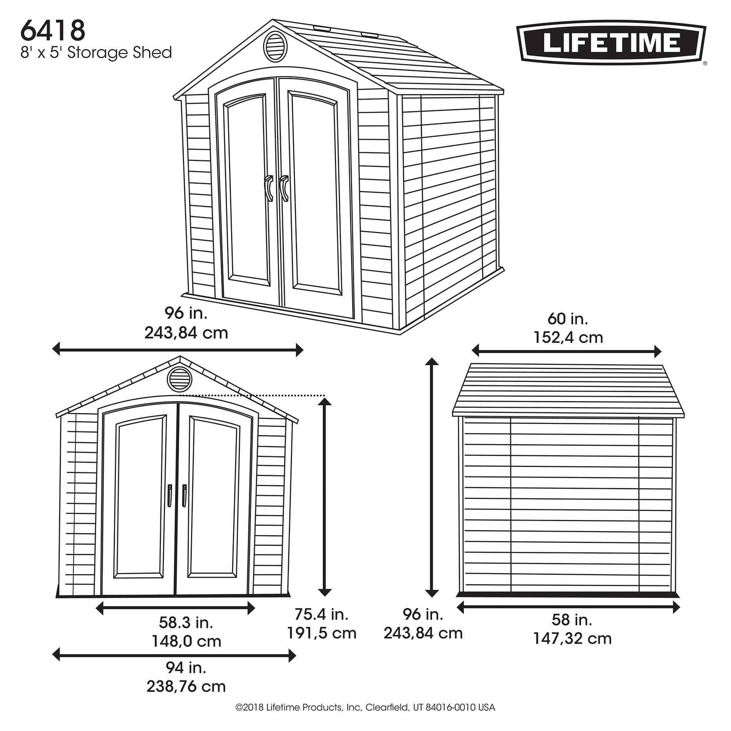 Lifetime 8 Ft. X 5 Ft. Outdoor Storage Shed - 6418 - Backyard Provider