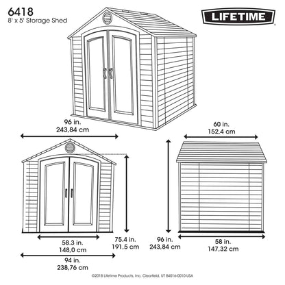 Lifetime 8 Ft. X 5 Ft. Outdoor Storage Shed - 6418 - Backyard Provider