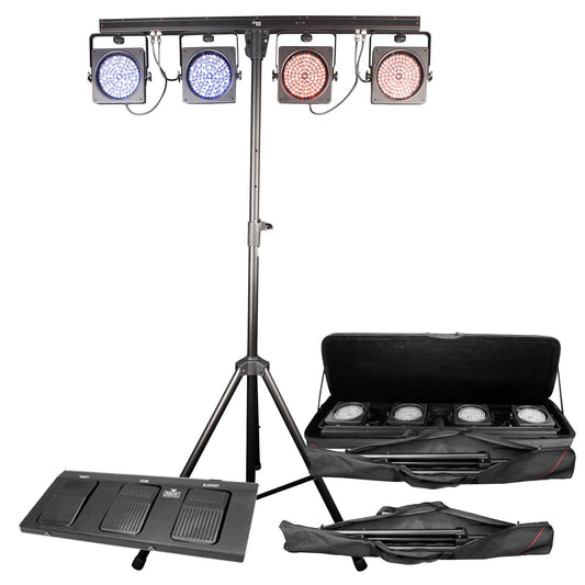 CHAUVET DJ 4BAR USB DMX LED Wash Light System w/Tripod, Travel Bags & Footswitch - 66598
