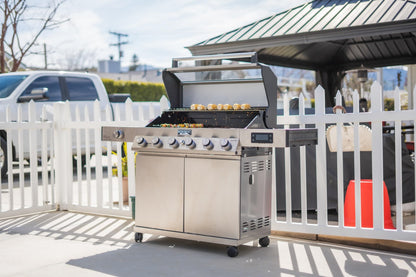 Monument Grills 6-Burner Convertible Natural Gas Smart bbq Grill Stainless Steel Denali 605 with BBQ Cover - B0C9PXR93L