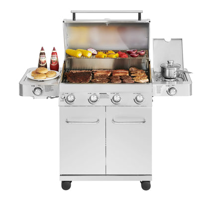 Monument Grills 4-Burner Propane Gas Grill, Side Sear, Thermometer – B071W7HY4M