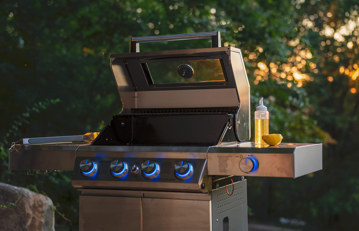 Monument Grills Larger 4-Burner Propane Gas Grills BBQ Stainless Steel Heavy-Duty Cabinet Style with BBQ Cover - B0BGH9X18S