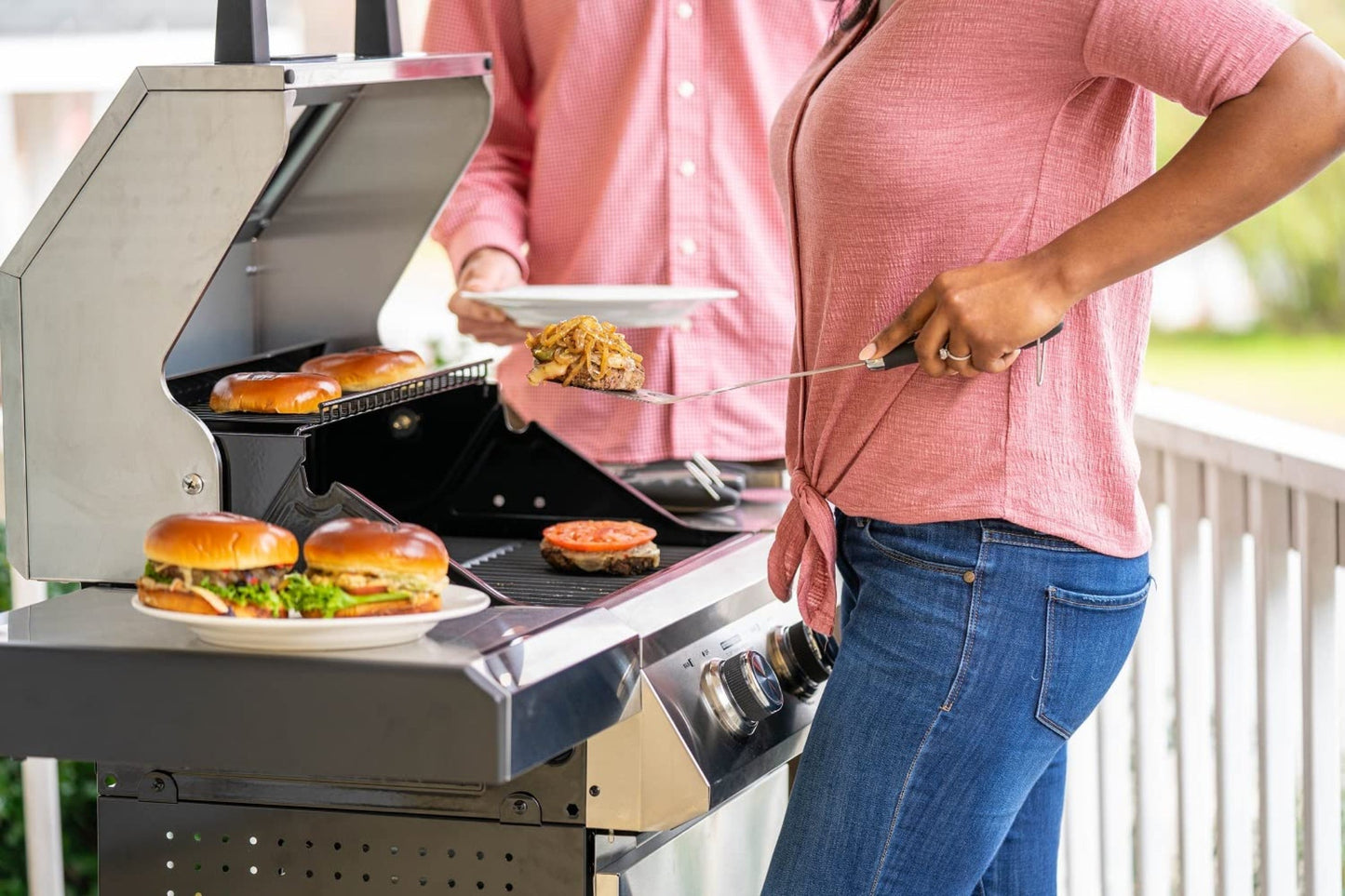 Monument Grills 14633 2-Burner Stainless Steel Liquid Propane Gas Grill with Clearview Lid, Knob Controls with BBQ Cover(2 items) - B0BF9PT1G9