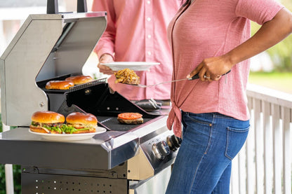 Monument Grills 14633 2-Burner Stainless Steel Liquid Propane Gas Grill with Clearview Lid, Knob Controls with BBQ Cover(2 items) - B0BF9PT1G9