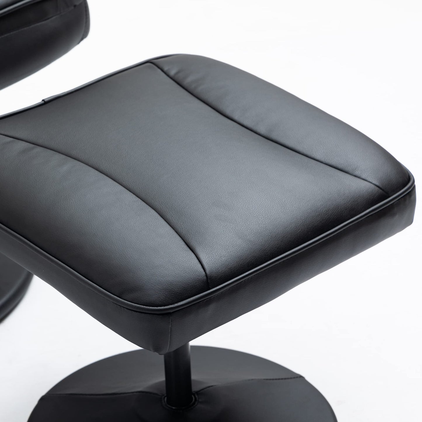 HomCom Swivel Recliner, Manual PU Leather Armchair with Ottoman Footrest for Living Room, - B09PV297DL-1