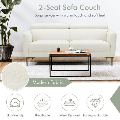 Costway Modern Loveseat Sofa 72.5" with Adjustable Headrest New - HV10184WL-12WH