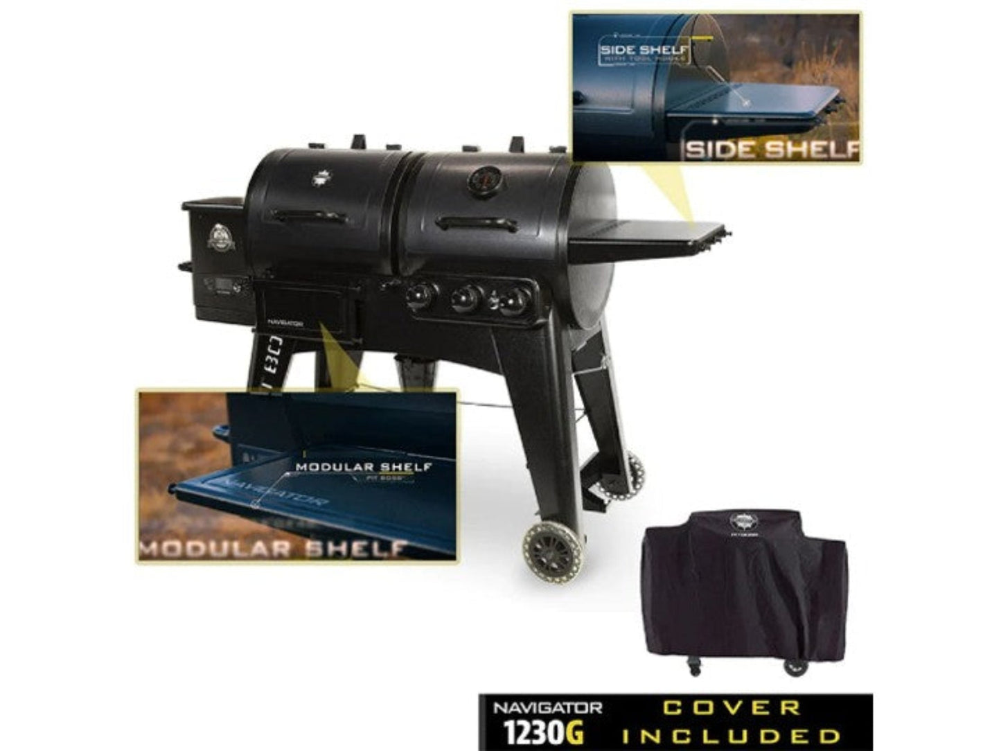 Pit Boss Navigator PB1230G Gas/Pellet Grill Combo w/ Cover - 10529