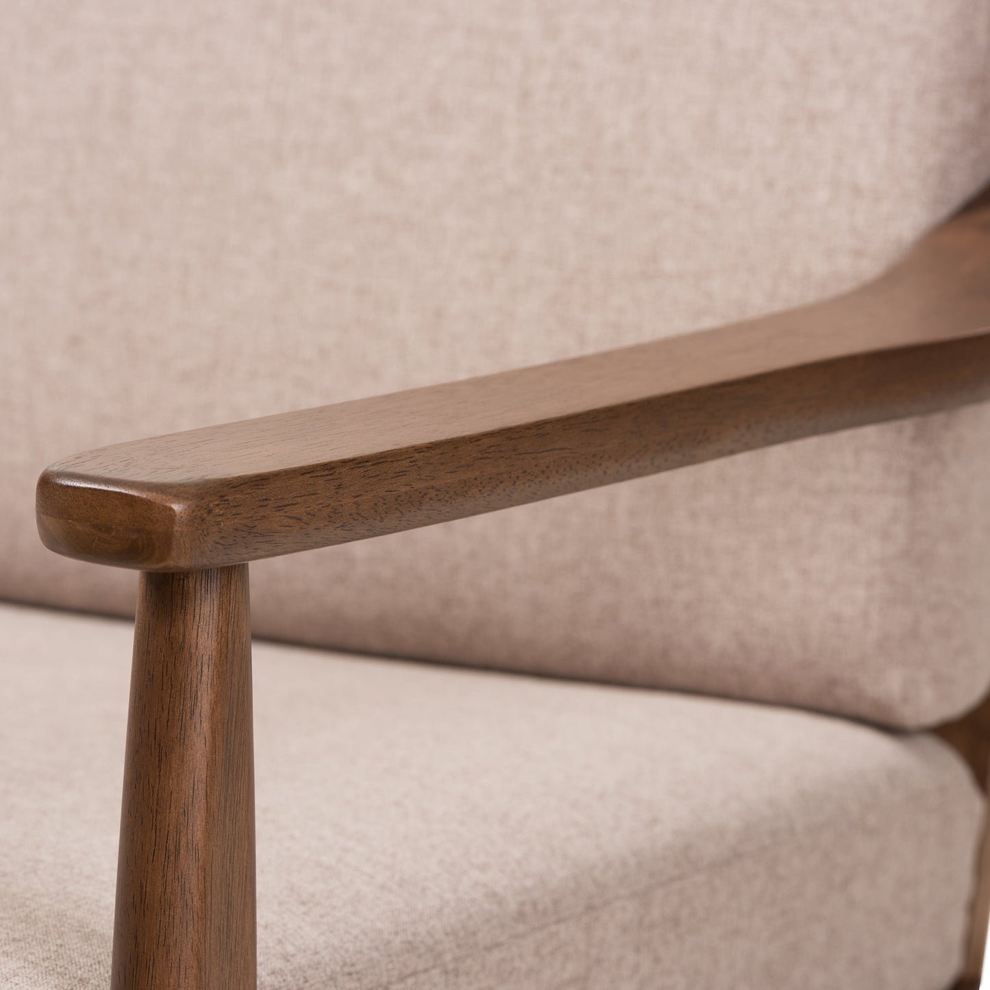 Modway Furniture Venza Stylish Mid-Century Modern 3-Seater Sofa in Light Brown Fabric & Walnut Wood Frame