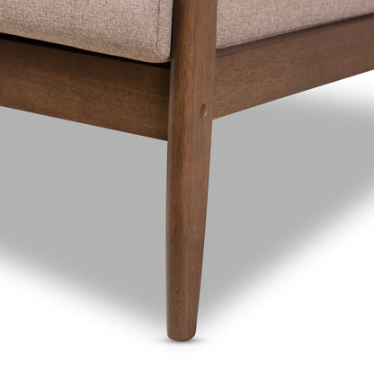 Modway Furniture Venza Stylish Mid-Century Modern 3-Seater Sofa in Light Brown Fabric & Walnut Wood Frame