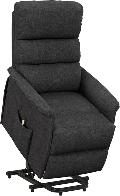 HOMCOM Power Lift Recliner Chair for Elderly, Easy Assembly, Fabric Lift Chair for Adults, Recliner Sofa with Remote Control, Side Pockets for Living Room, Gray - B07Y99CJJF-1