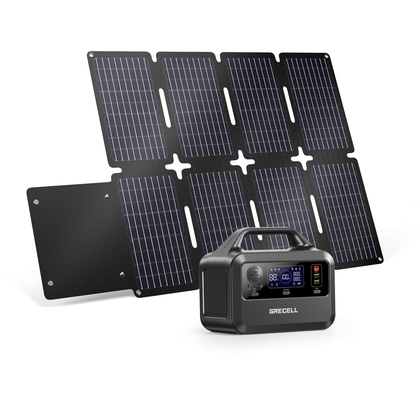 GRECELL Portable Power Station 300W with 80W Solar Panel - DYCNX0015AGE-US+DYZDB0014AGE