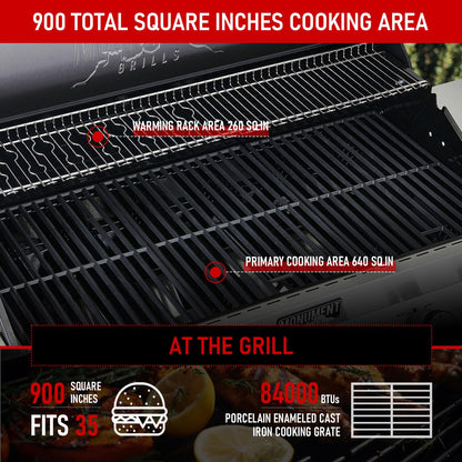 Monument Grills 6-Burner Convertible Natural Gas Smart bbq Grill Stainless Steel Denali 605 with BBQ Cover - B0C9PXR93L