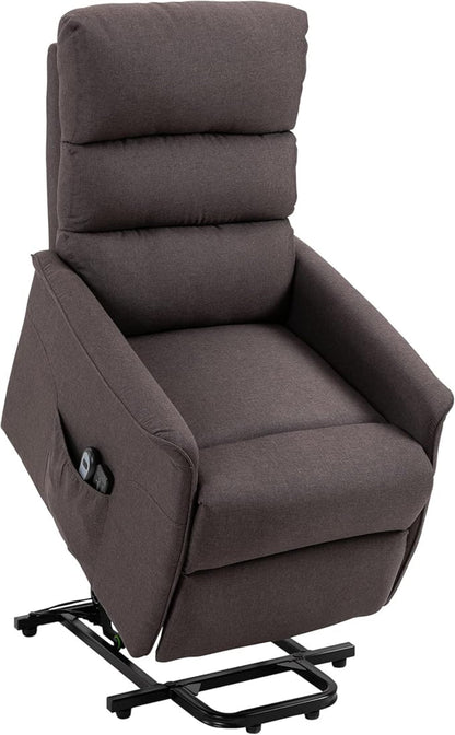 HOMCOM Power Lift Recliner Chair for Elderly, Easy Assembly, Fabric Lift Chair for Adults, Recliner Sofa with Remote Control, Side Pockets for Living Room, Gray - B07Y99CJJF-1