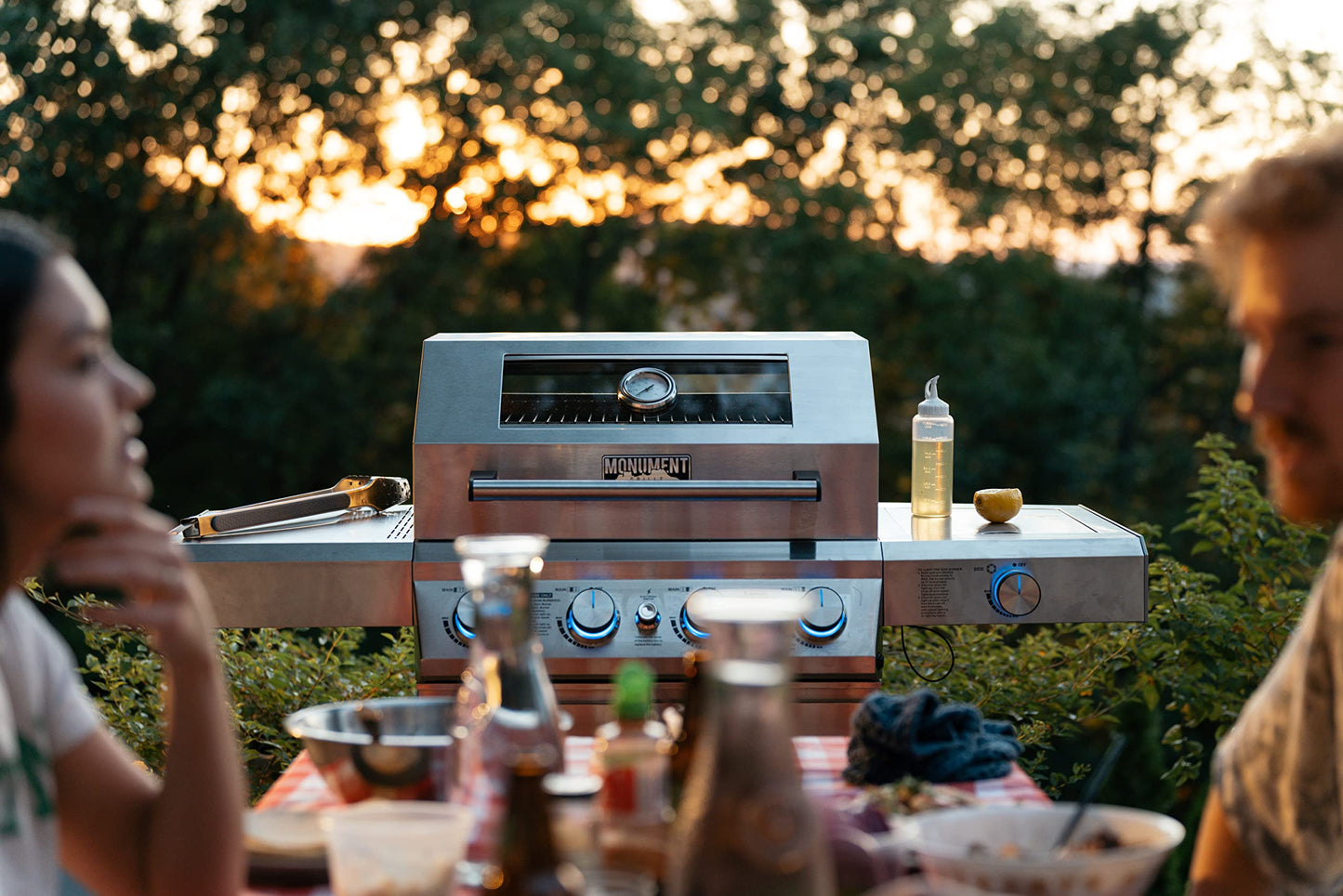 Monument Grills Larger 4-Burner Propane Gas Grills BBQ Stainless Steel Heavy-Duty Cabinet Style with BBQ Cover - B0BGH9X18S