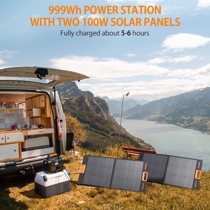 GRECELL 1000W Portable Power Station With Foldable Solar Panel -  GR-SE0003+DYZDB0001AGE*2