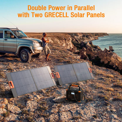 GRECELL 1000W Portable Power Station With Foldable Solar Panel -  GR-SE0003+DYZDB0001AGE*2