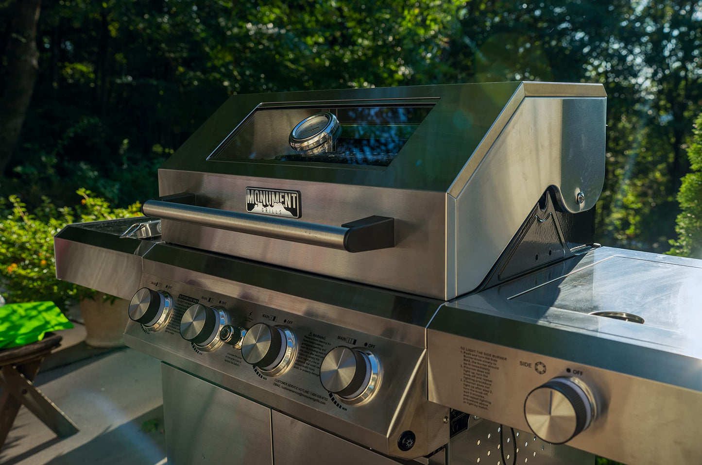Monument Grills Larger 4-Burner Propane Gas Grills BBQ Stainless Steel Heavy-Duty Cabinet Style with BBQ Cover - B0BGH9X18S