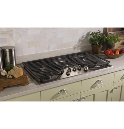 GE APPLIANCES JGP5036SLSS GE(R) 36" Built-In Gas Cooktop with 5 Burners and Dishwasher Safe Grates -JGP5036SLSS-KT