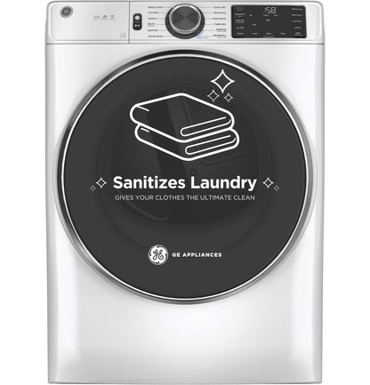 GE APPLIANCES GFD65ESSVWW GE(R) 7.8 cu. ft. Capacity Smart Front Load Electric Dryer with Steam and Sanitize Cycle - GFD65ESSVWW-KT