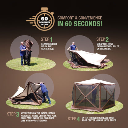 CLAM Quickset Pavilion 12.5' Portable Outdoor Gazebo Canopy Tent with Floor Tarp - 149378